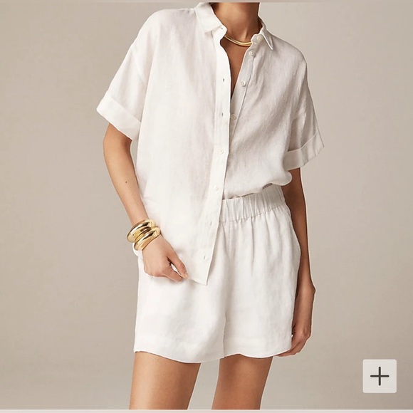 NWT J. Crew Blue Capitaine shirt in Baird McNutt Irish linen | Size M - Picture 2 of 3